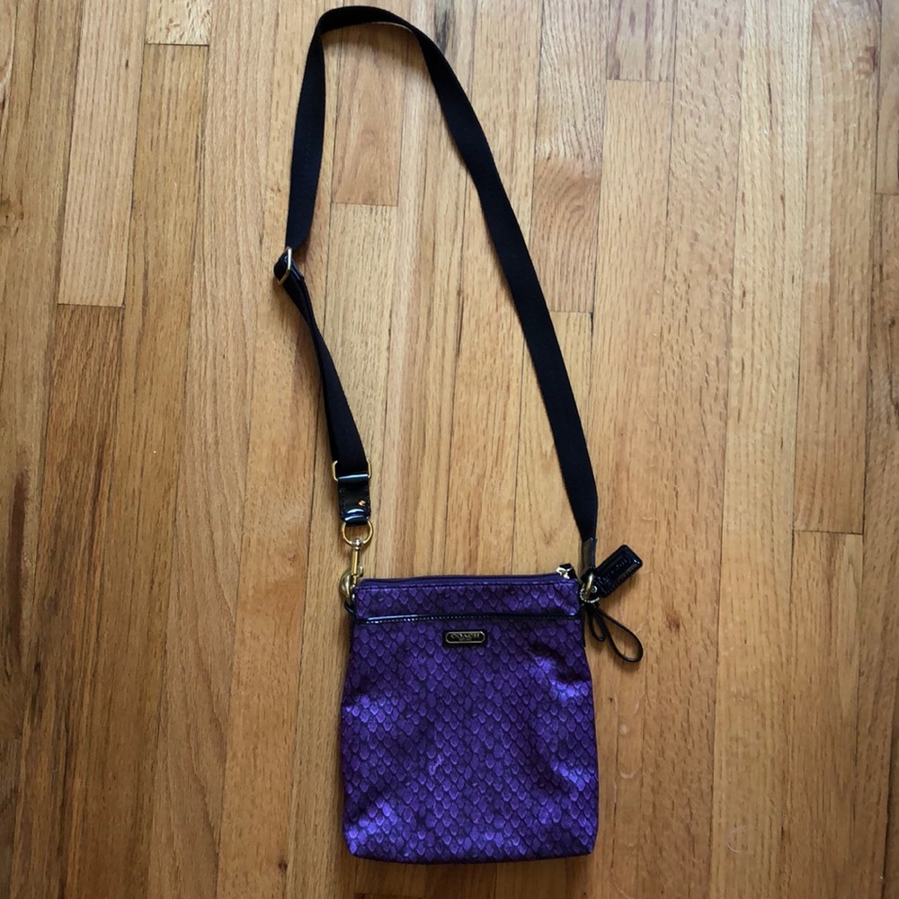 Coach Purple Snakeskin Pattern Crossbody